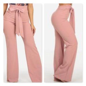 Rose High Waisted Slim Fit Wide Leg Pants